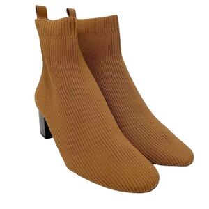 Everlane "The Glove" Chic Recycled Knit Textile Ankle Boots in Toffee Brown